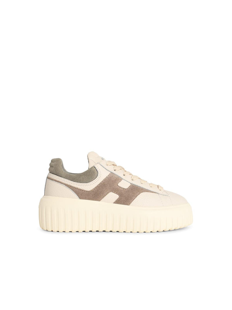 Hogan Zapatillas de piel Hogan H-STRIPES beige para mujer - World Class Fashion