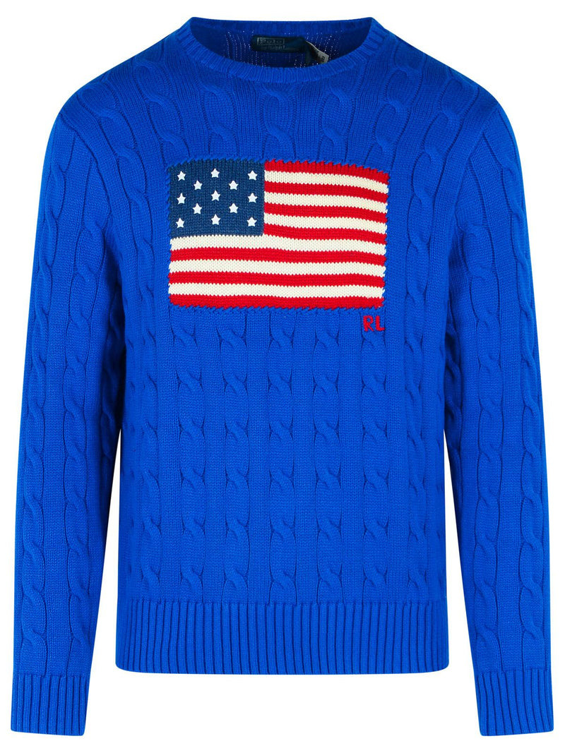 Polo Ralph Lauren Polo Ralph Lauren American Flag Cotton Sweater Blue - World Class Fashion