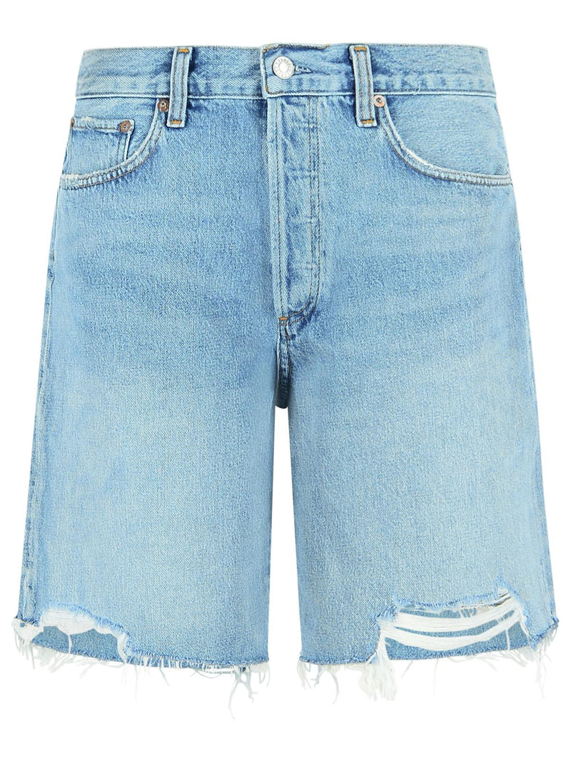 Agolde Agolde 'INDRA' Light Blue Cotton Shorts - World Class Fashion