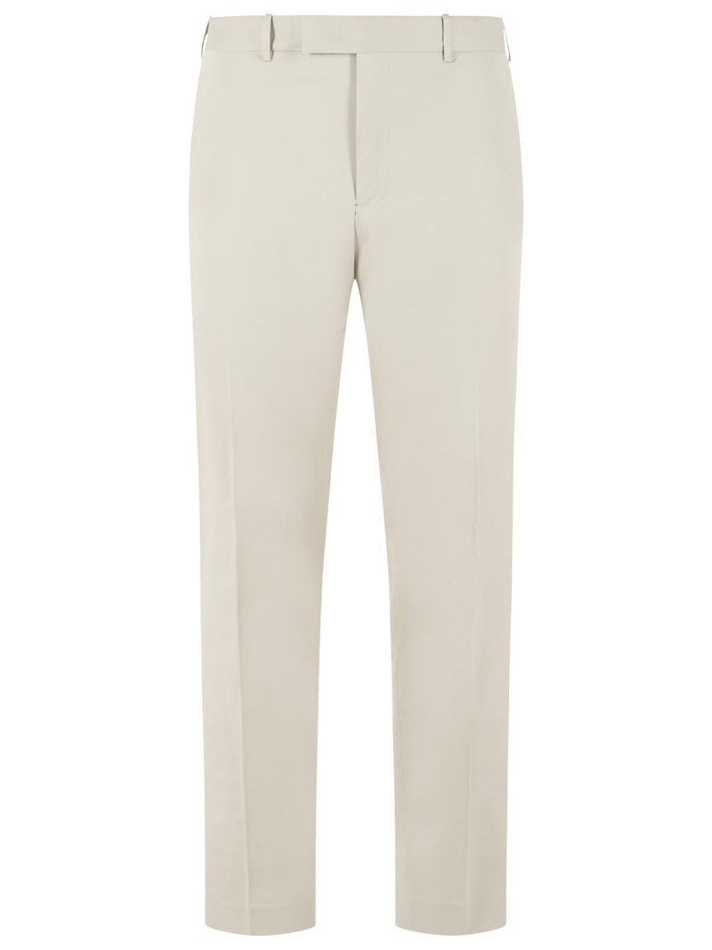 Pt01 Pt01 Rebel Light Beige Stretch Cotton Pants - World Class Fashion