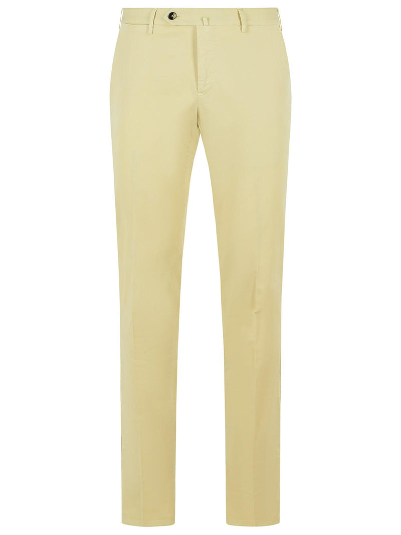 Pt01 Pt01 Slim Cream Stretch Cotton Trousers - World Class Fashion
