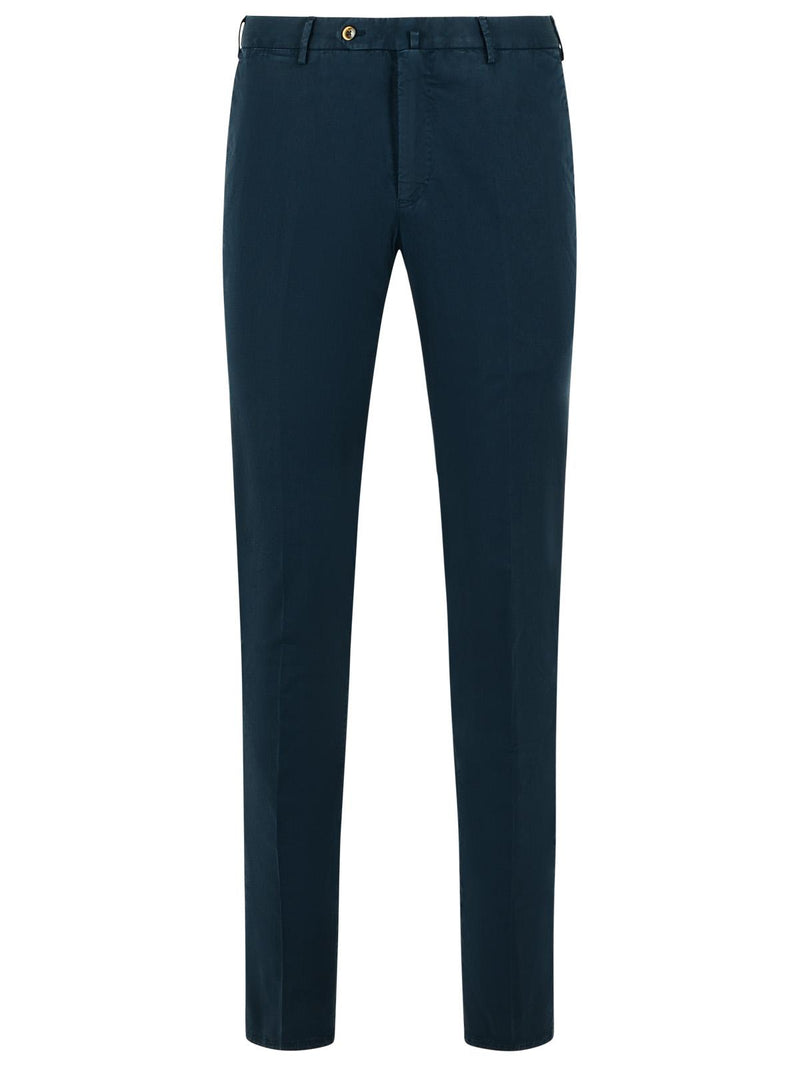 Pt01 Pt01 Slim Navy Stretch Cotton Pants - World Class Fashion