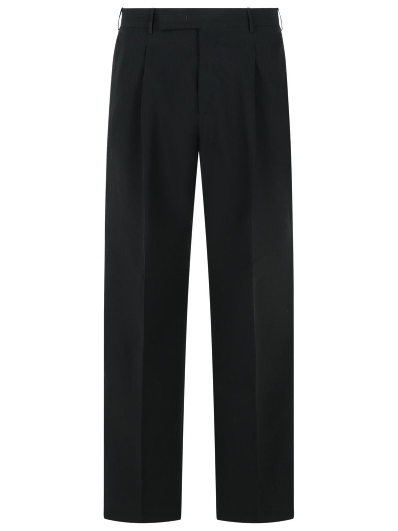 Pt01 Pt01 Quindici Virgin Wool Cotton Pants Black - World Class Fashion