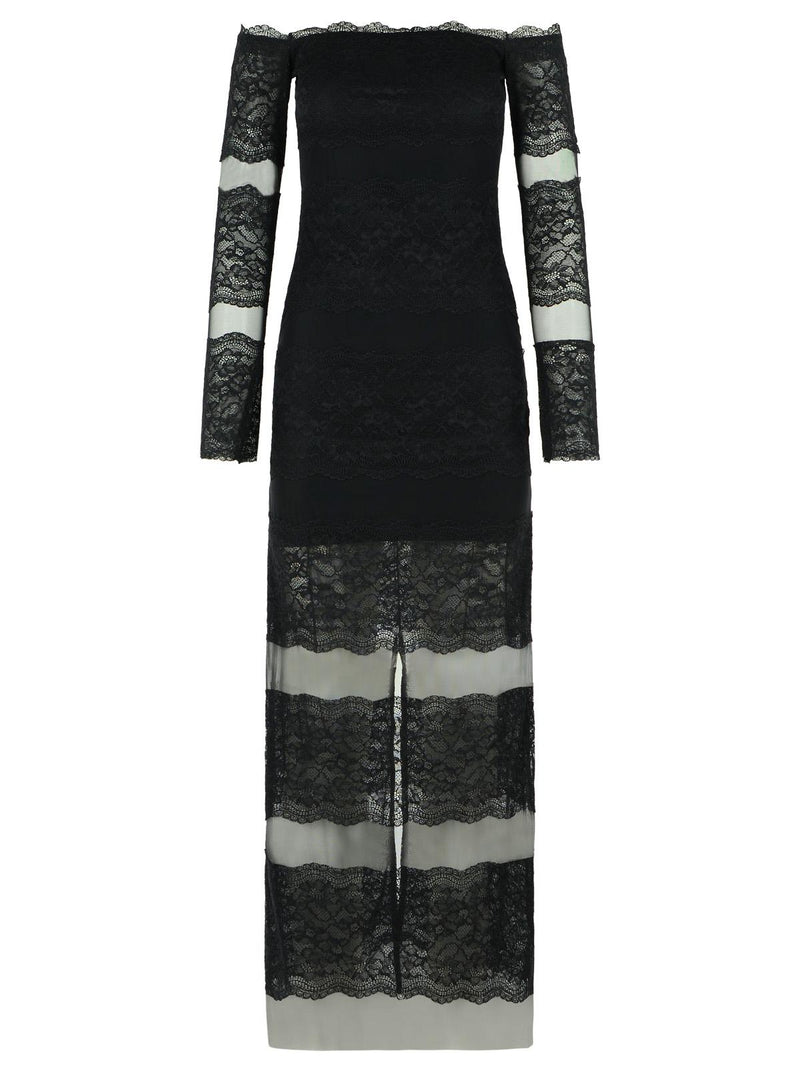 Blumarine Blumarine Long Dress Black Stretch Nylon Women - World Class Fashion