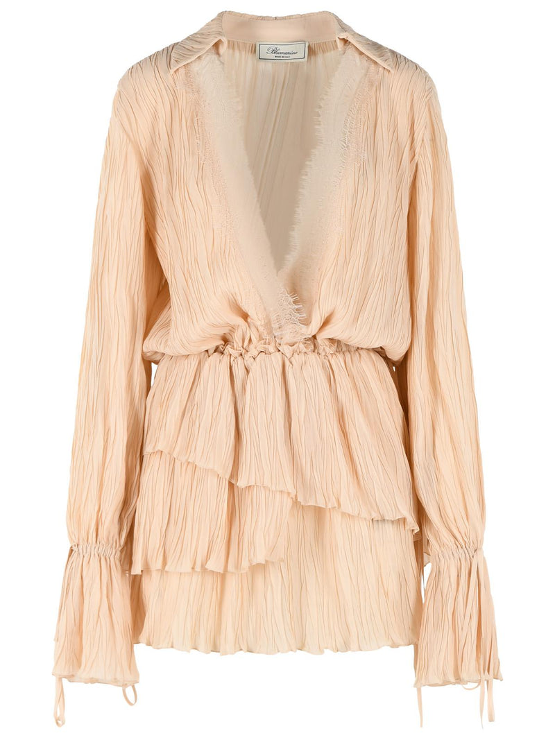 Blumarine Blumarine AMBERLIGHT Viscose Dress Cream - World Class Fashion