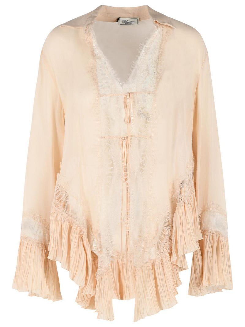 Blumarine Blumarine AMBERLIGHT Viscose Shirt Cream - World Class Fashion
