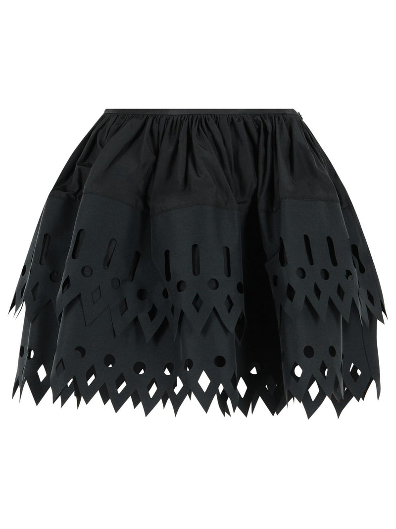 Blumarine Blumarine TECH Black Cotton Blend Skirt - World Class Fashion