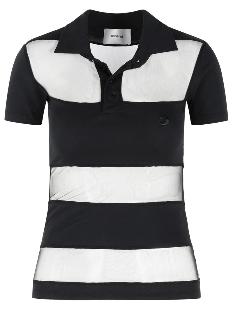 Coperni Polo de mujer de mezcla de algodón negro a rayas Coperni - World Class Fashion
