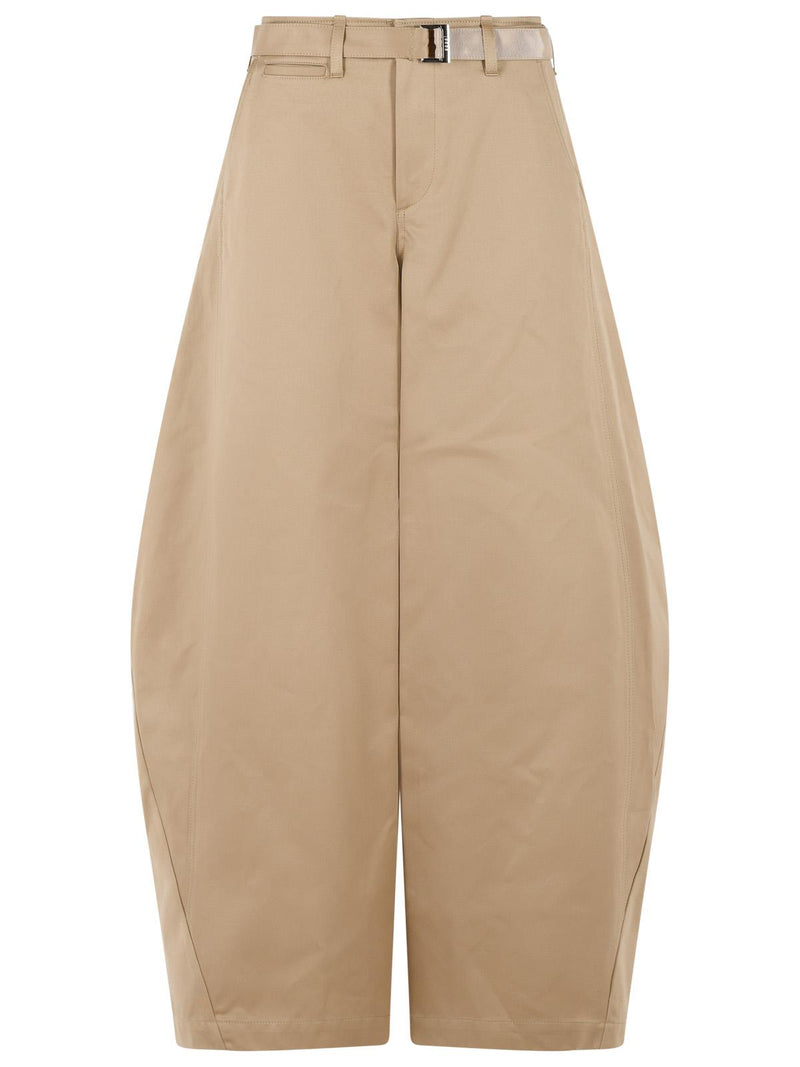Sacai Sacai Chino Beige Cotton Women Trousers - World Class Fashion