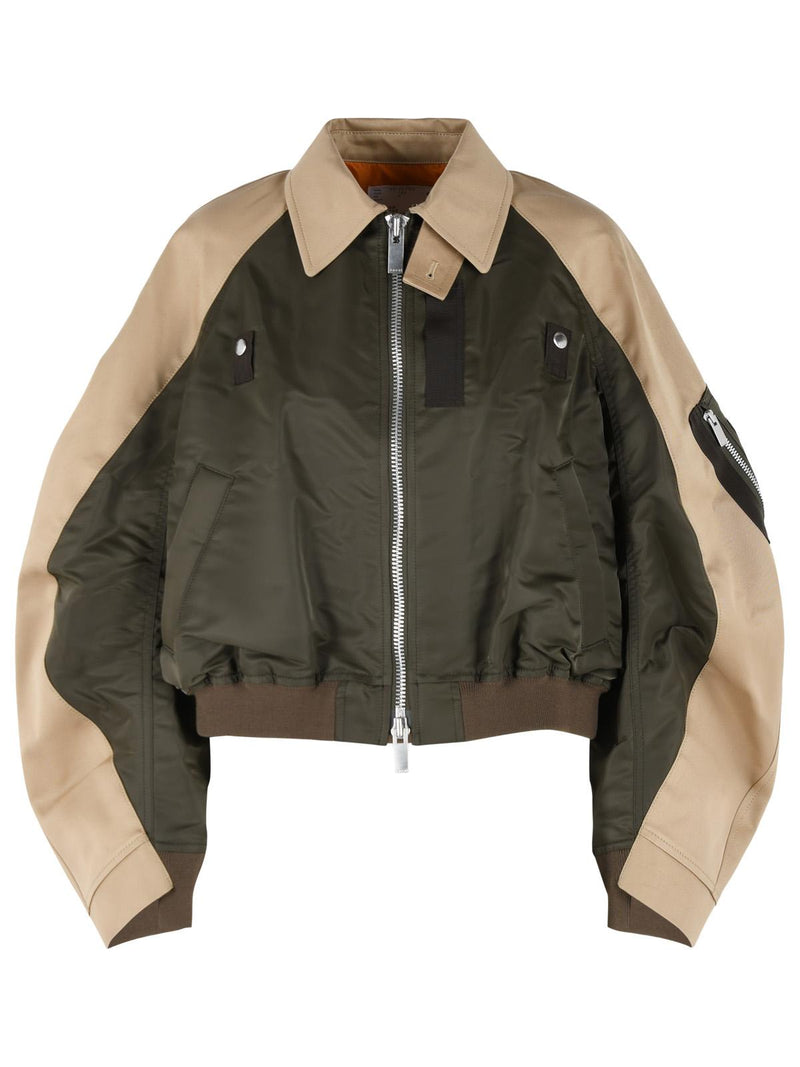 Sacai Sacai Chino Nylon Jacket Green Beige Women - World Class Fashion