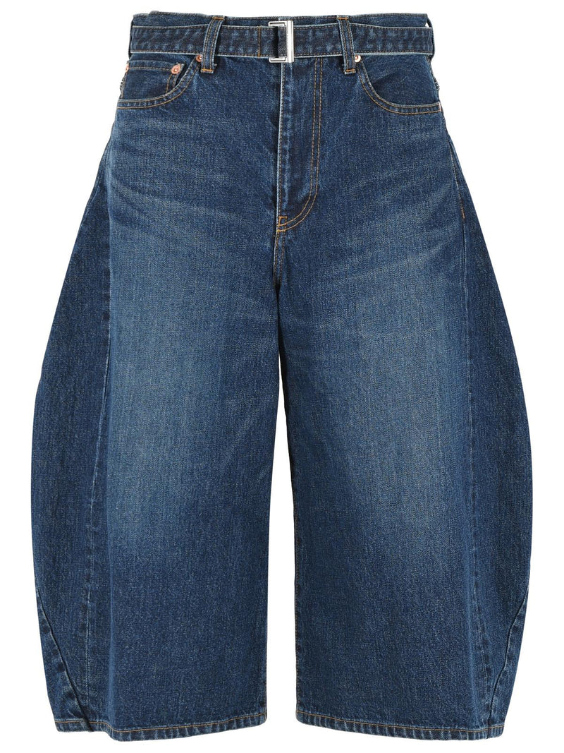 Sacai Sacai Balloon Wide Leg Cotton Jeans Blue - World Class Fashion