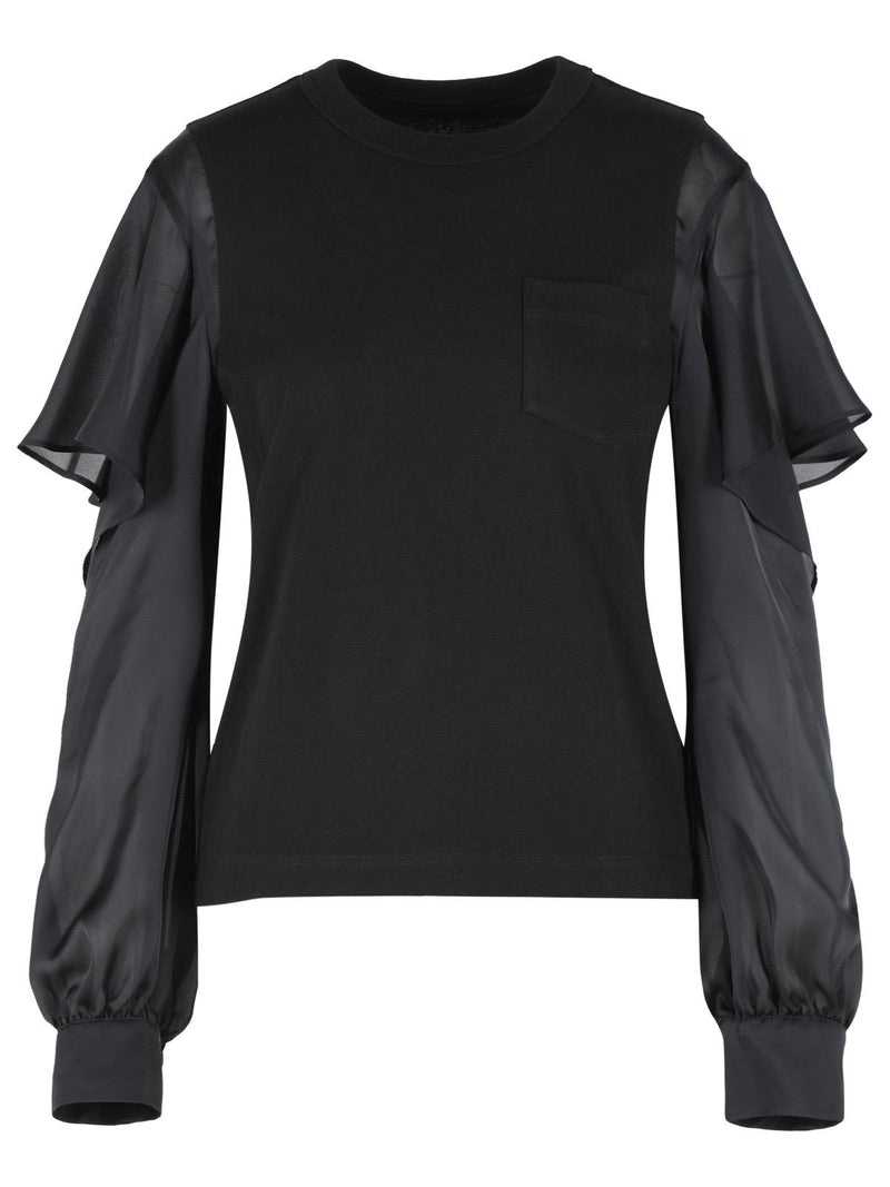 Sacai Polo de algodón negro Sacai para mujer - World Class Fashion