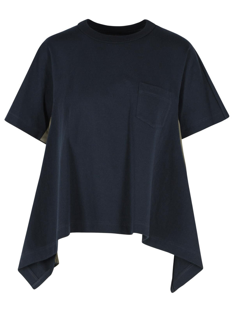 Sacai Sacai Navy Women Polo Shirt with Khaki Inserts - World Class Fashion