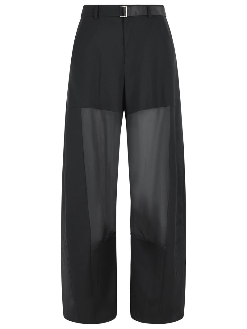 Sacai Pantalones de lana negros Sacai para mujer - World Class Fashion