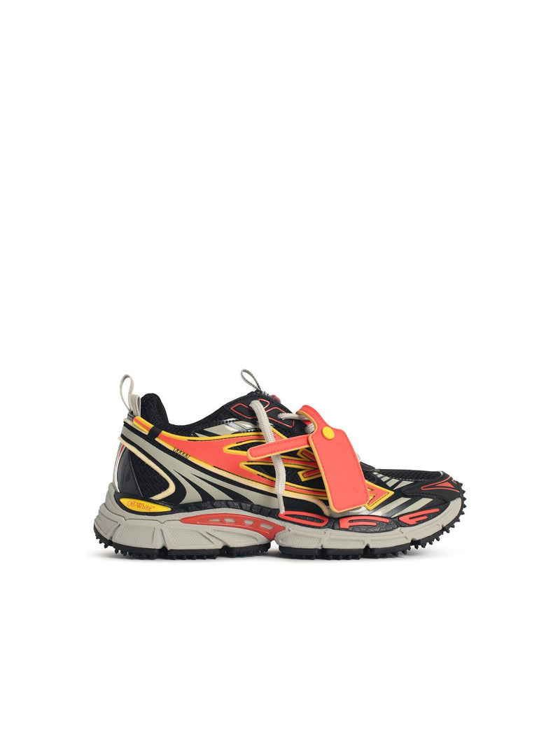 Off-white Off-white 'BE Right Back' Black Mesh Coral Red Sneakers - World Class Fashion