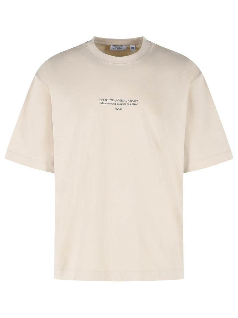 Off-white Off-white 'STATEMENT' Cotton T-shirt Cream - World Class Fashion