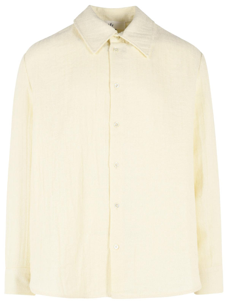 Sefr Sefr 'WES' Ecru Cotton and Linen Shirt Beige - World Class Fashion