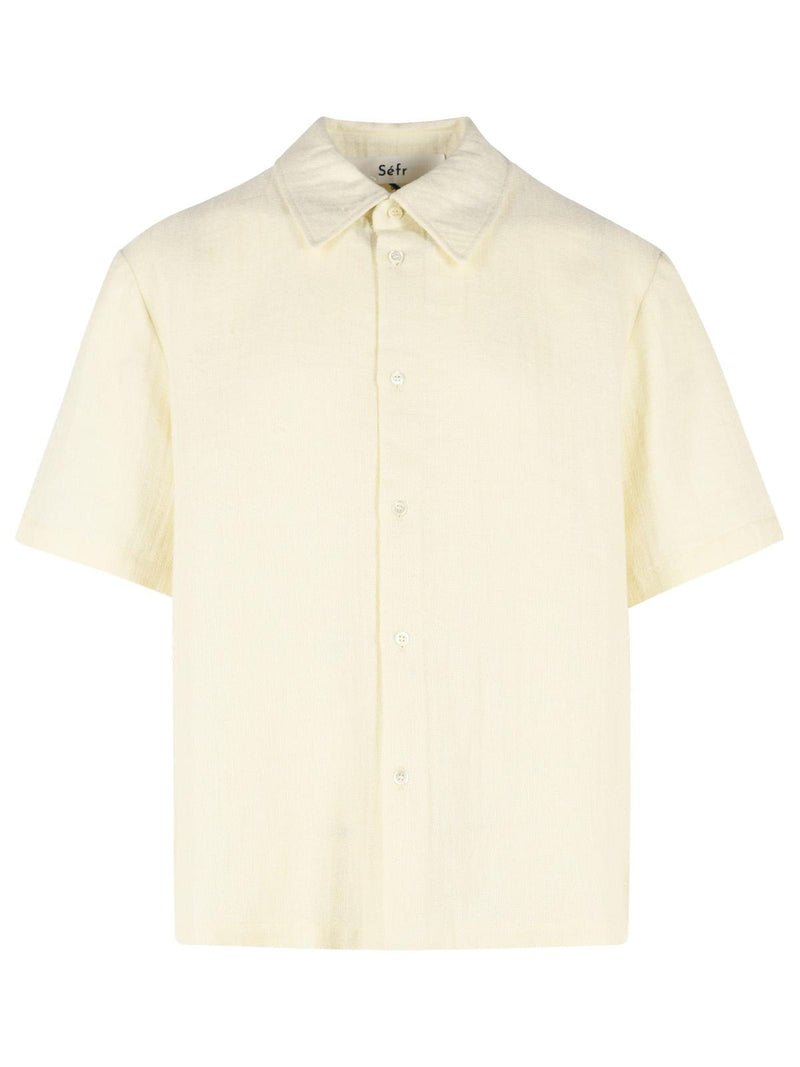 Sefr Sefr 'DAYOT' Ecru Cotton and Linen Shirt Beige - World Class Fashion