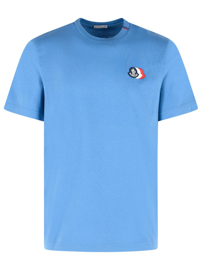 Moncler Moncler Cotton Polo Shirt Light Blue Men - World Class Fashion