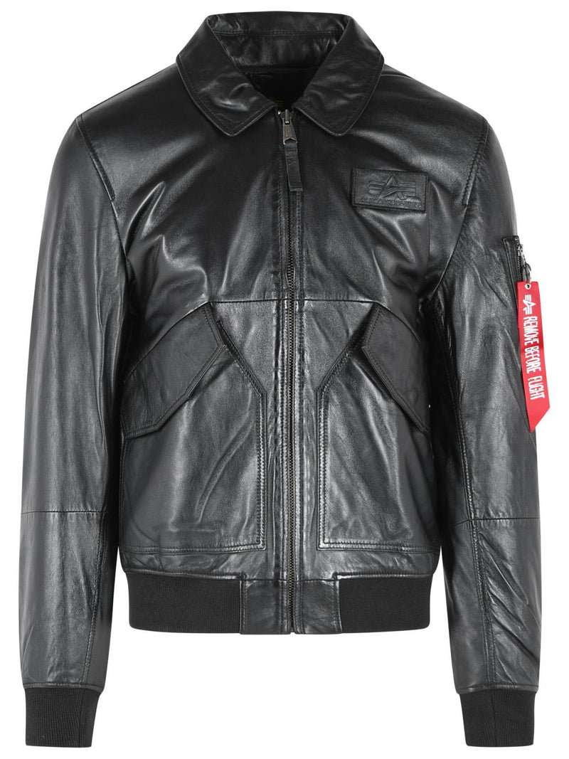 Alpha Industries Alpha Industries CWU Black Leather Jacket - World Class Fashion