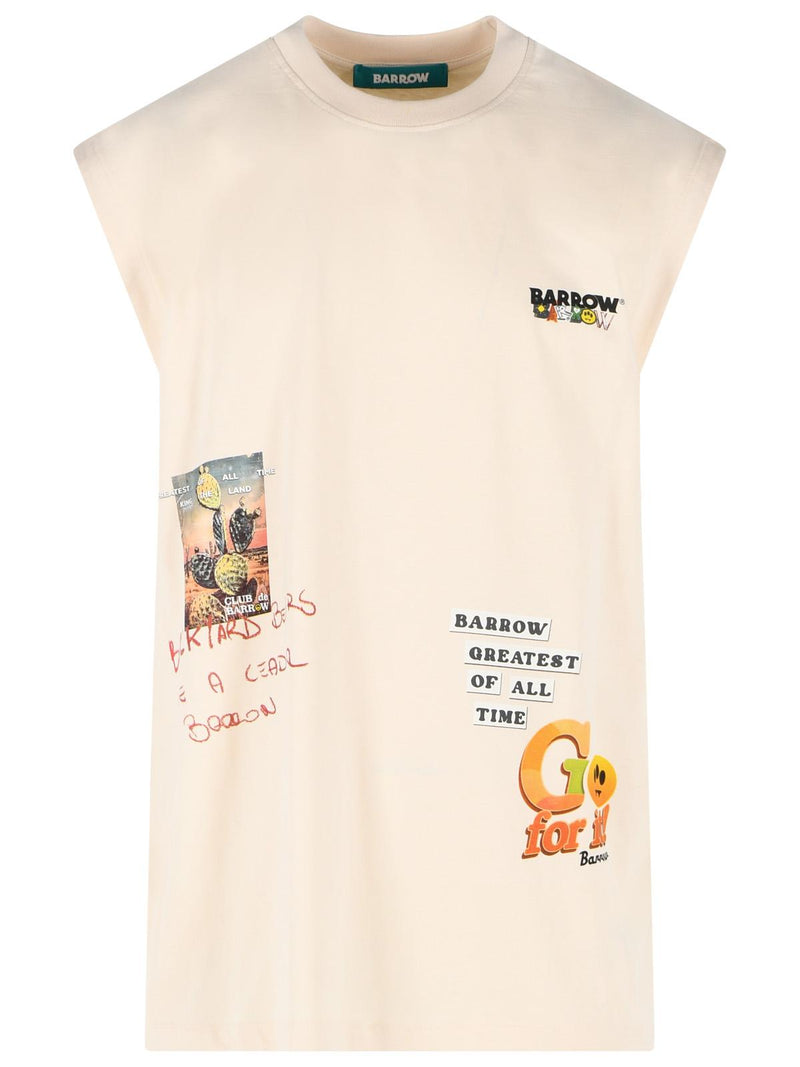 Barrow Barrow Cream Cotton Tank Top Men - World Class Fashion