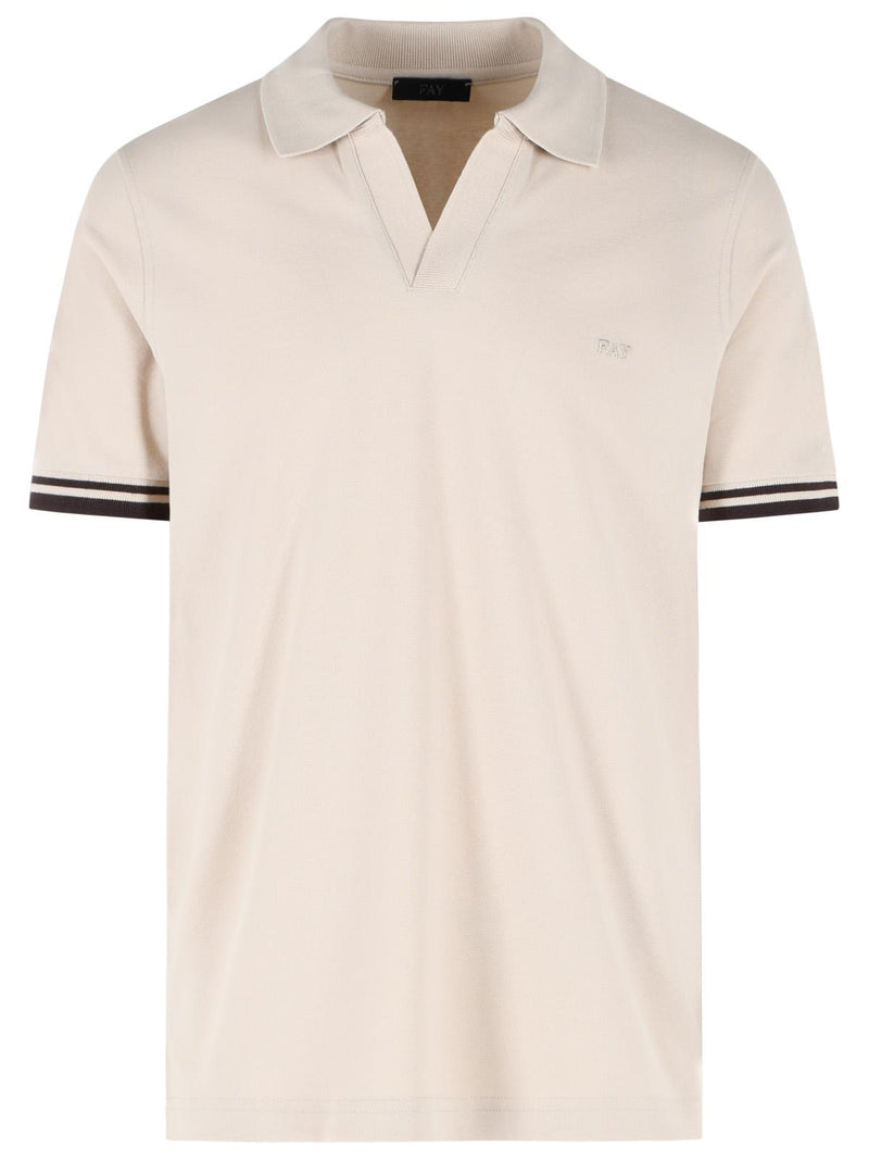 Fay Fay Stretch Cotton Polo Shirt Beige Men - World Class Fashion