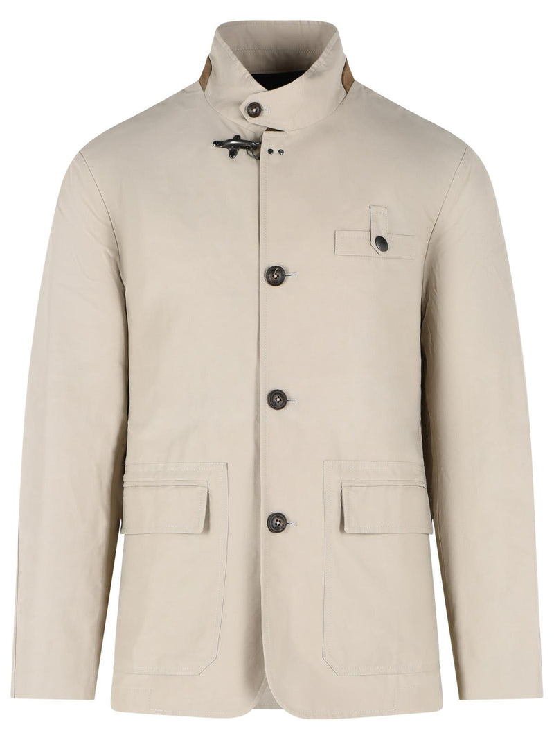 Fay Fay 'RACING' Beige Cotton Nylon Faille Jacket - World Class Fashion