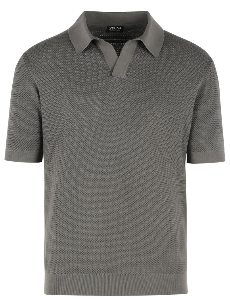 Zegna Zegna Taupe Cotton Polo Shirt Grey - World Class Fashion