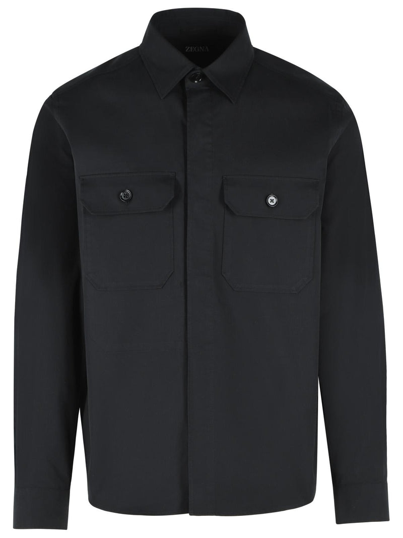 Zegna Zegna Black Stretch Cotton Overshirt Men - World Class Fashion