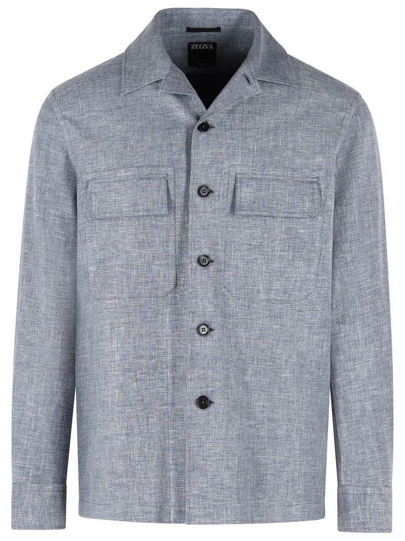 Zegna Zegna Linen Blend Shirt Grey Men - World Class Fashion