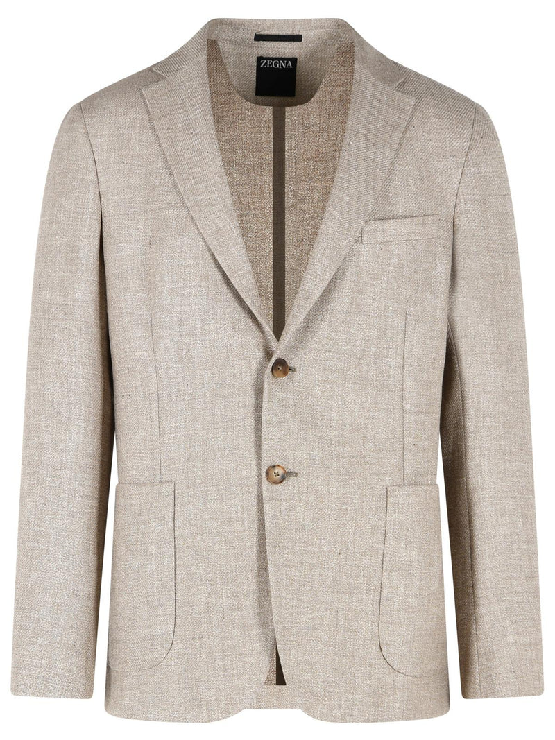 Zegna Zegna 'DROP 7' Beige Wool and Linen Jacket - World Class Fashion