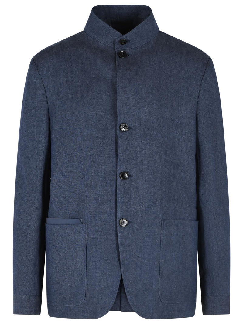 Zegna Zegna Blue Linen Jacket Men - World Class Fashion