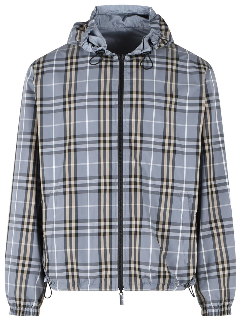 Burberry Burberry Newport Check Reversible Hooded Jacket Blue - World Class Fashion