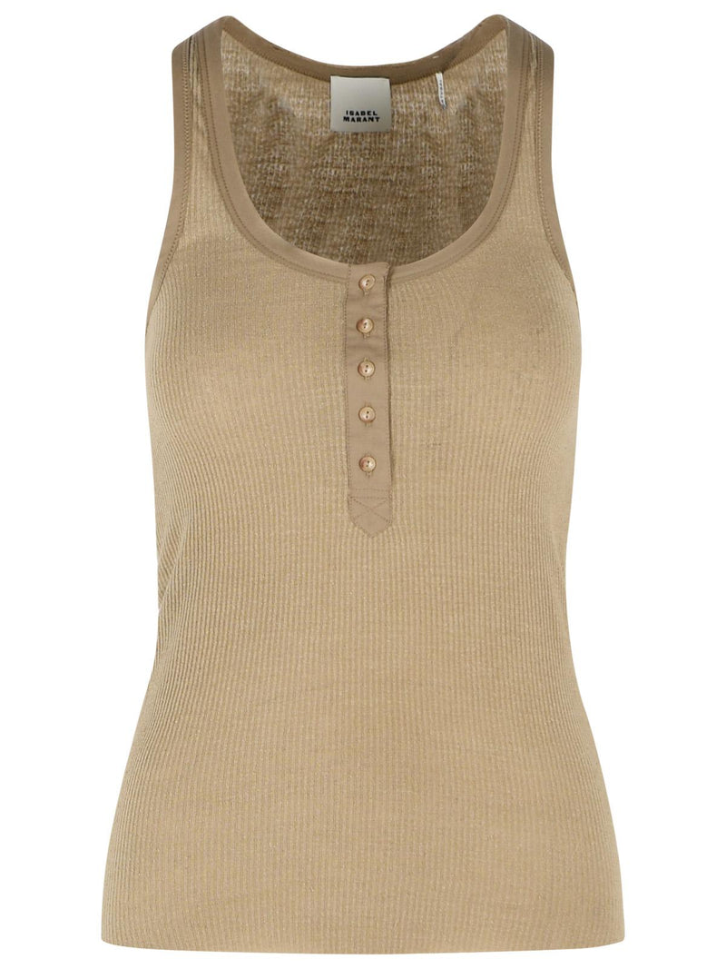 Isabel Marant Isabel Marant HELMA Ribbed Tank Light Bronze Silk - World Class Fashion