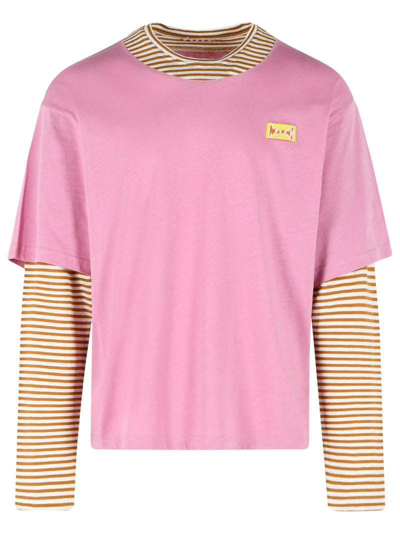 Marni Marni Pink Linen Cotton Double Layer T-shirt - World Class Fashion