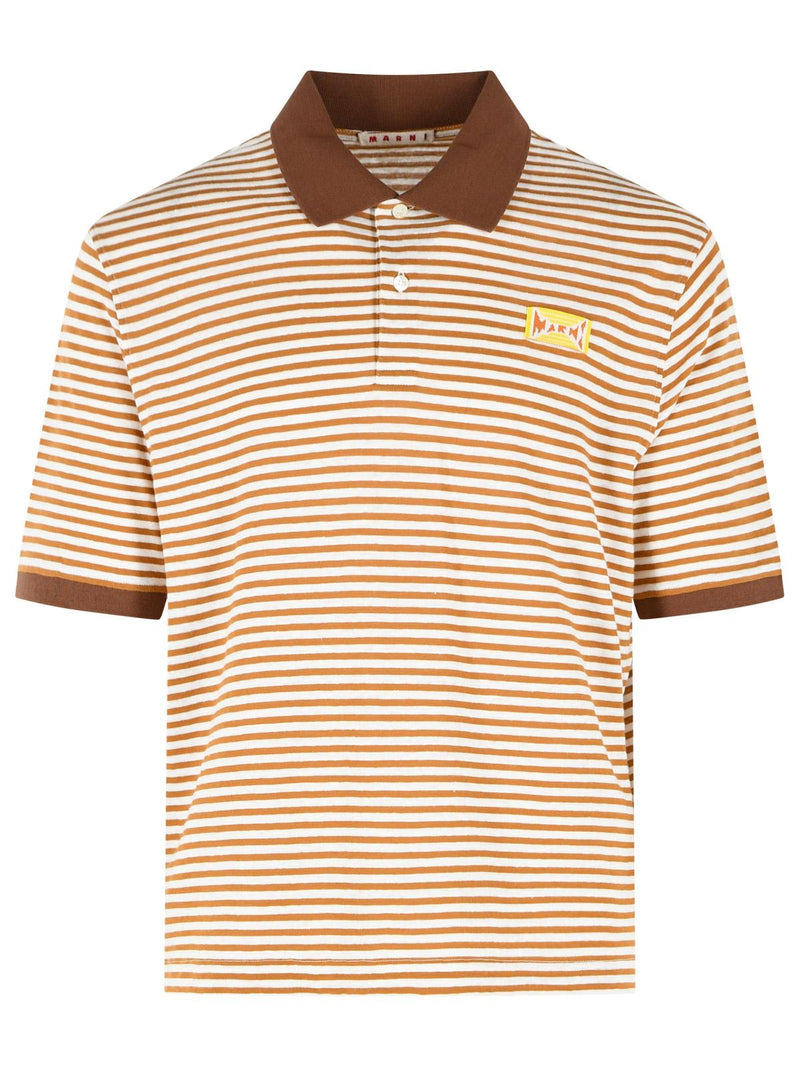 Marni Marni Two-tone Linen Blend Polo Shirt Beige Men - World Class Fashion