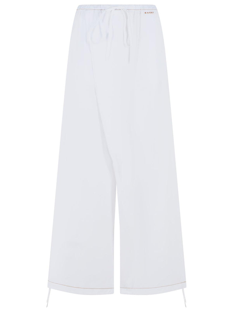 Marni Marni Pantalones de mujer blancos con cordón de algodón - World Class Fashion