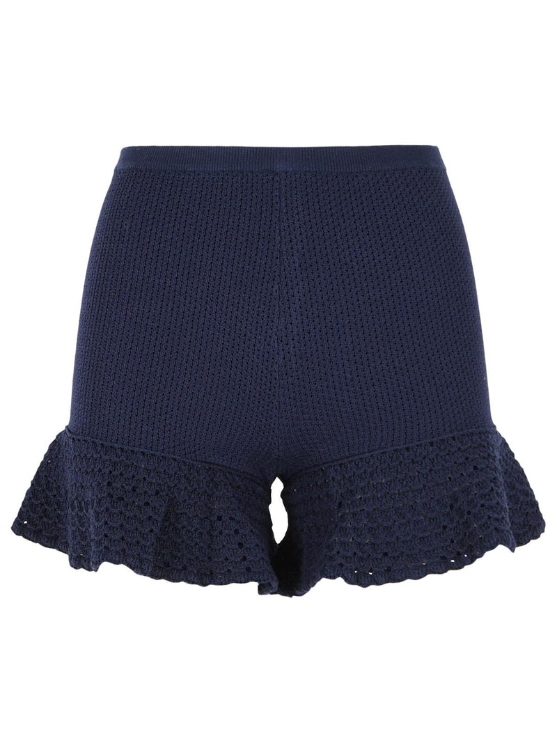 Self-Portrait Self-Portrait Viscosa Mezcla Shorts Azul Marino Mujer - World Class Fashion