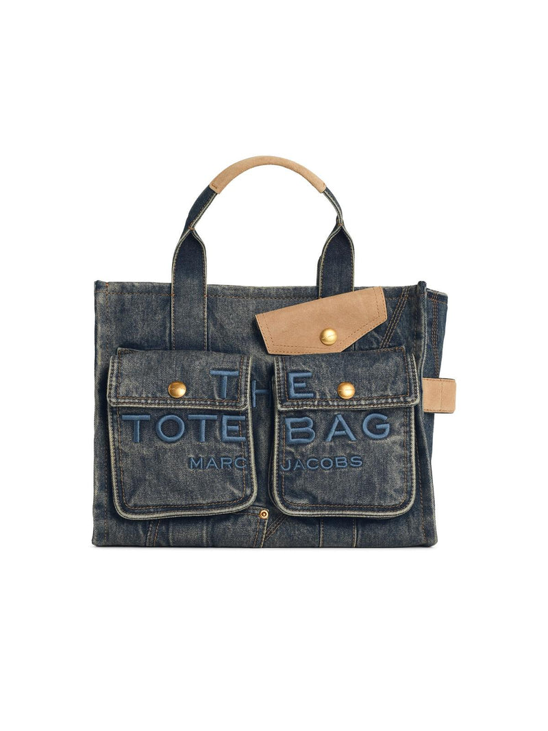 Marc Jacobs Bolso Marc Jacobs The Tote Cargo de denim azul mediano - World Class Fashion