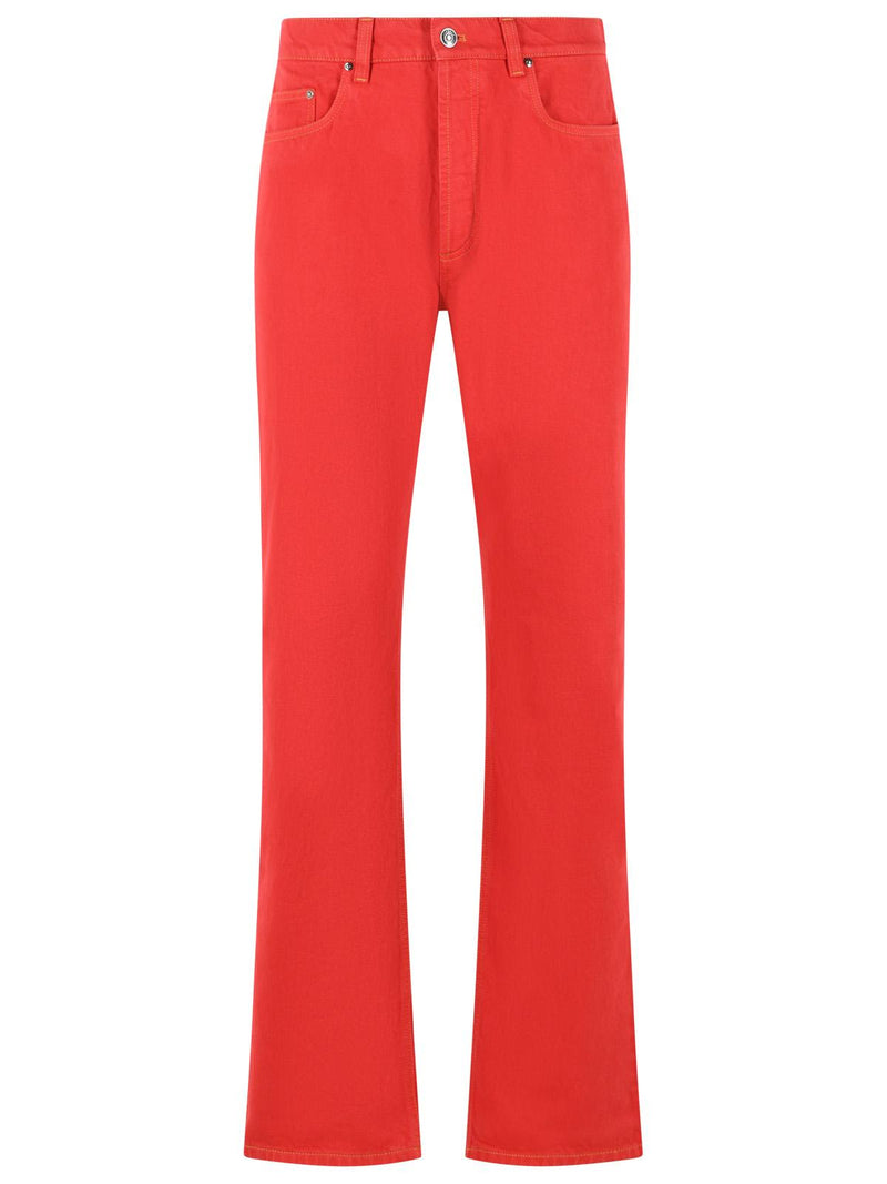 Versace Versace Red Cotton Straight Jeans Men - World Class Fashion