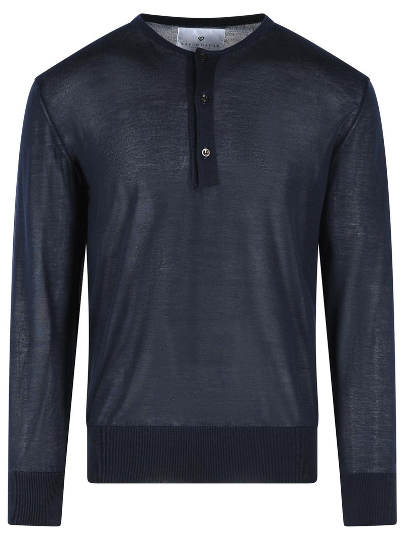 Seven Gauge Seven Gauge 'SERAFINO' Blue Lyocell Sweater Men - World Class Fashion
