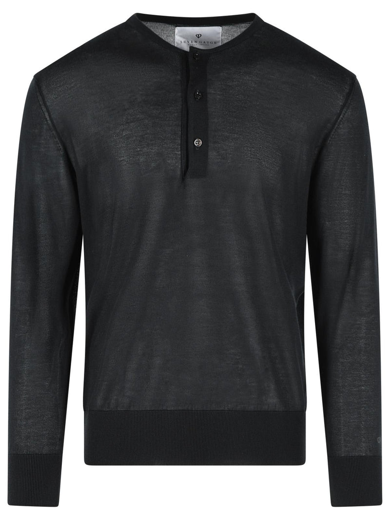 Seven Gauge Suéter negro de lyocell con galga fina SERAFINO - World Class Fashion