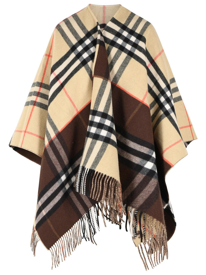 Burberry Burberry 'CHECK' Beige Cashmere Cape - World Class Fashion
