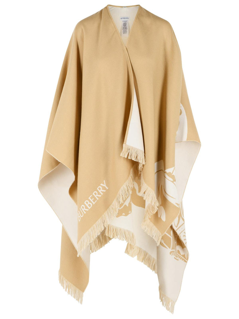 Burberry Burberry EKD Beige Wool and Silk Cape - World Class Fashion