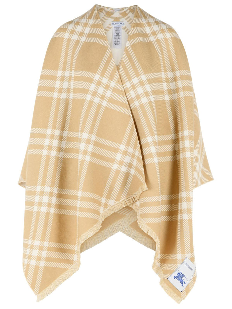 Burberry Burberry 'CHECK Tribar' Beige Wool Silk Cape - World Class Fashion