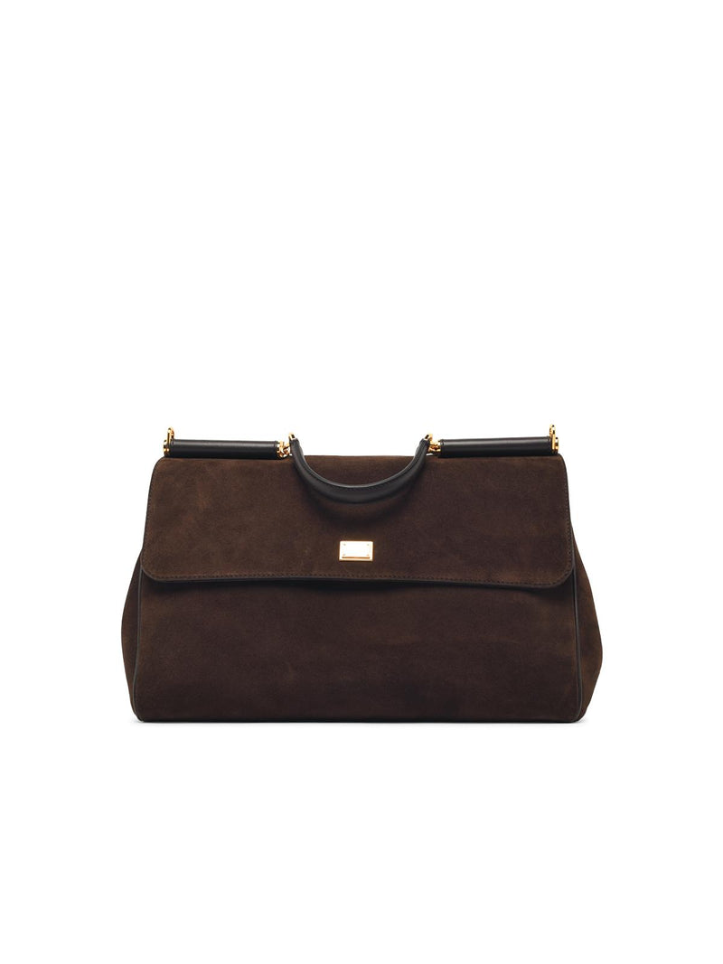 Dolce & Gabbana Dolce & Gabbana Dark Brown Suede 'MY Sicily' Maxi Bag - World Class Fashion