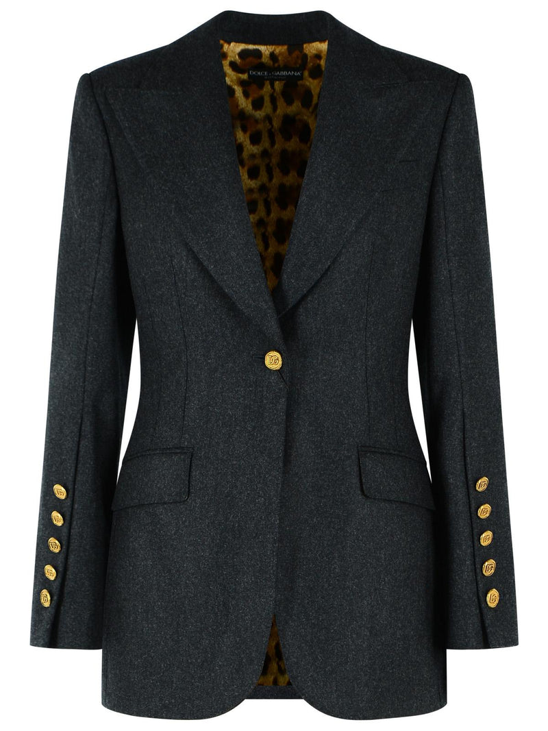 Dolce & Gabbana Dolce & Gabbana Grey Wool Flannel Jacket Women - World Class Fashion