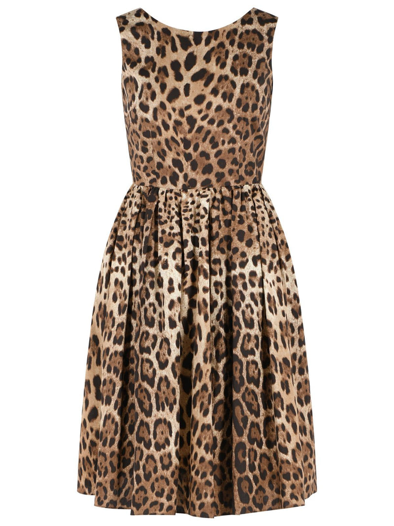 Dolce & Gabbana Dolce & Gabbana Leopard Print Cotton Dress Brown - World Class Fashion