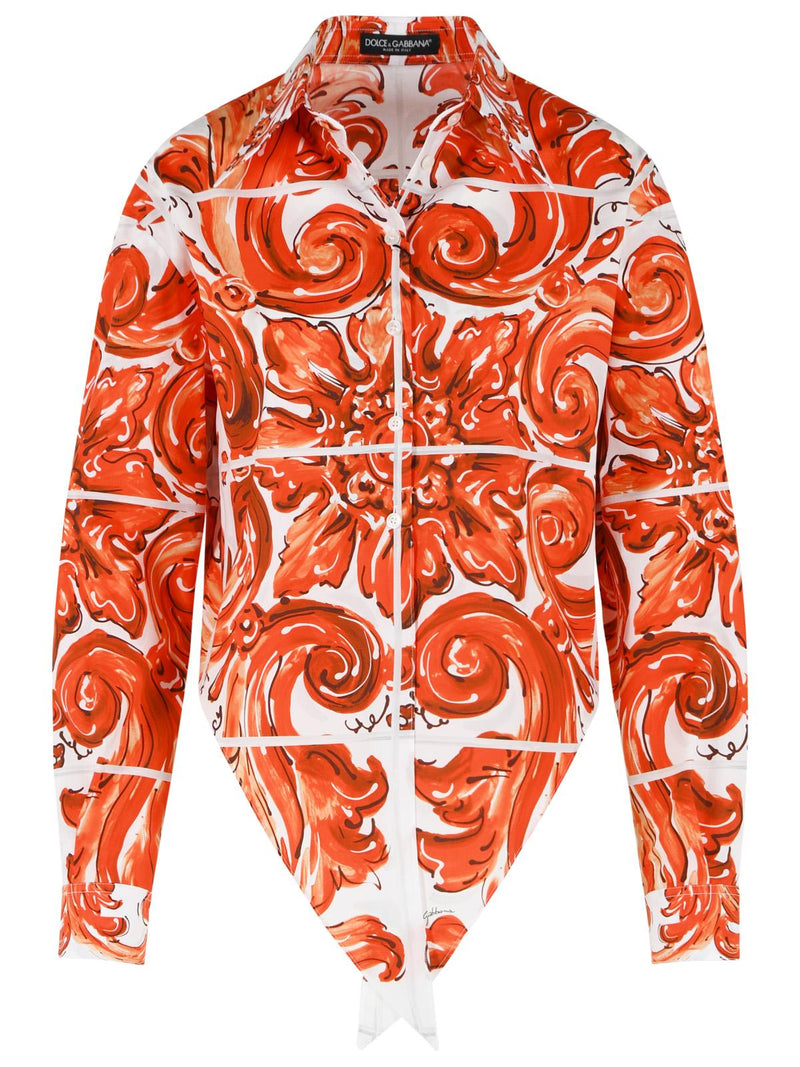 Dolce & Gabbana Dolce & Gabbana Majolica Print Cotton Poplin Shirt - World Class Fashion