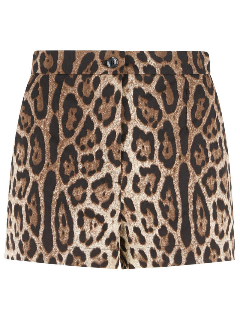 Dolce & Gabbana Dolce & Gabbana Leopard Print Cotton Shorts Brown - World Class Fashion
